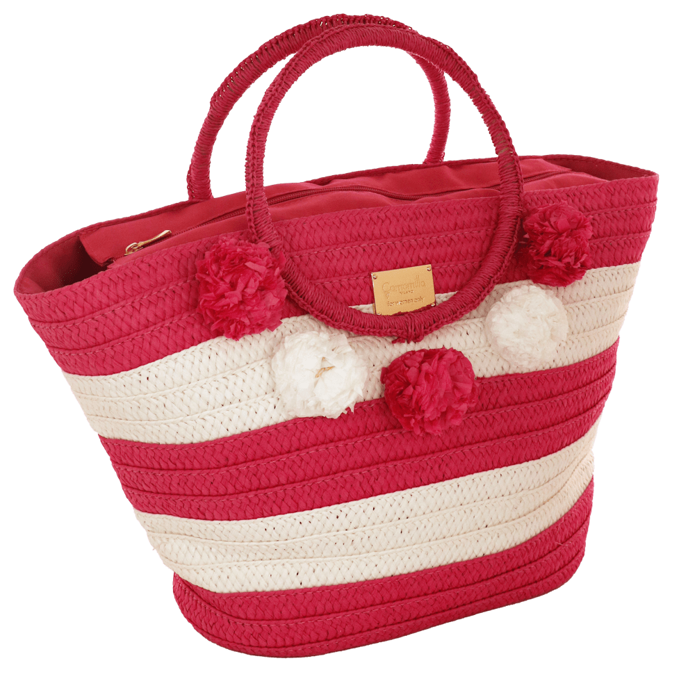 Borsa mare cesta righe e pompon marina yacht