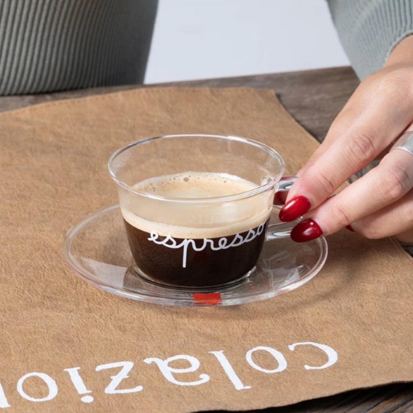 Set 2 tazze espresso cuori rossi