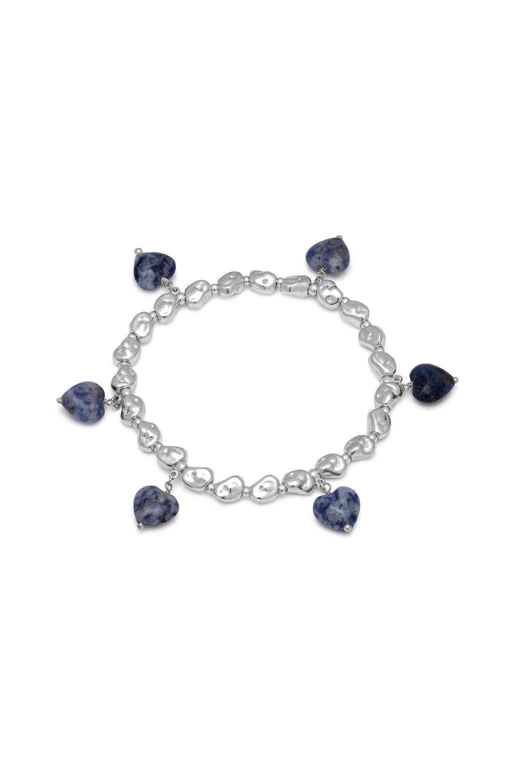 Bracciale elastico con cuori in lapislazzuli