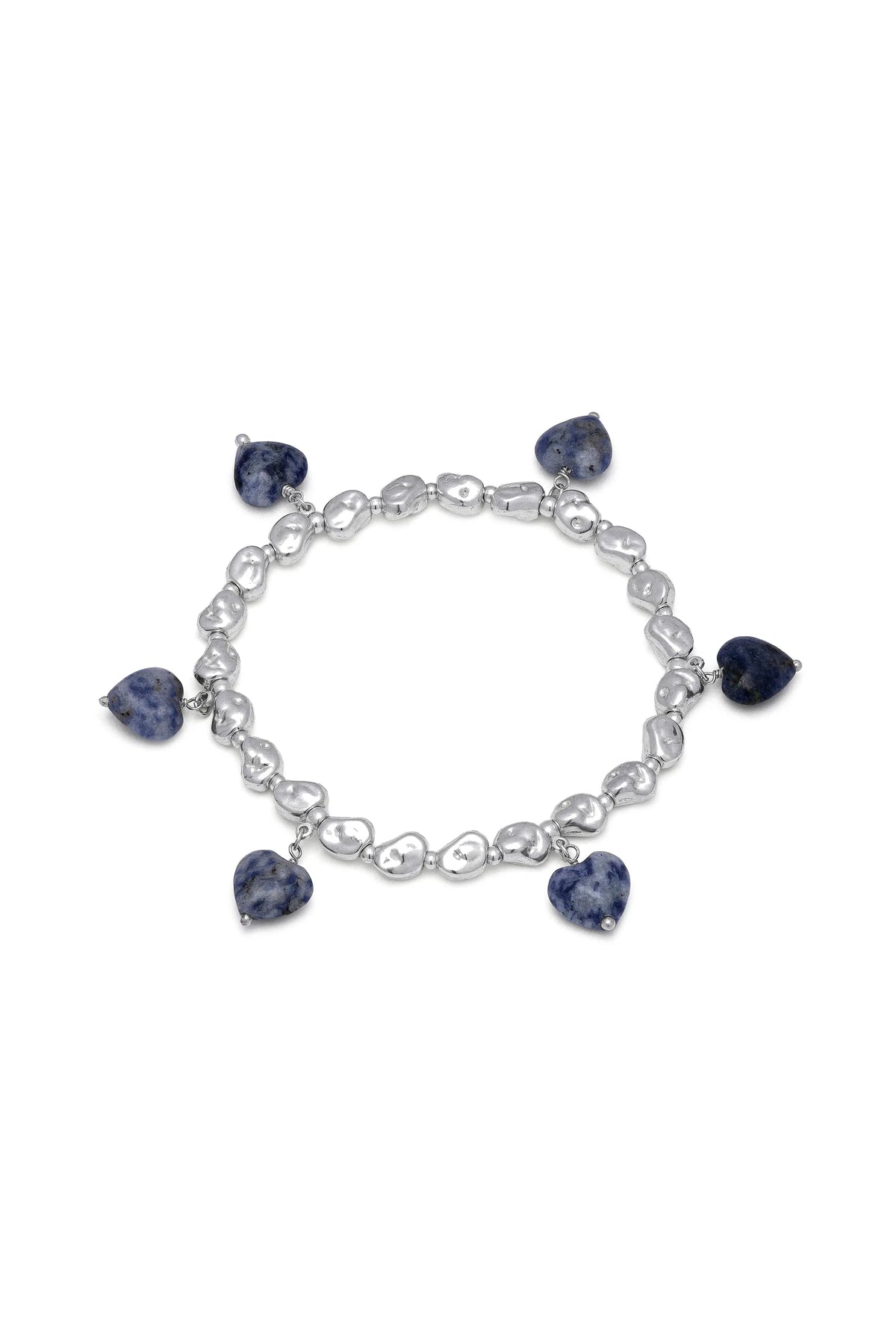 Bracciale elastico con cuori in lapislazzuli