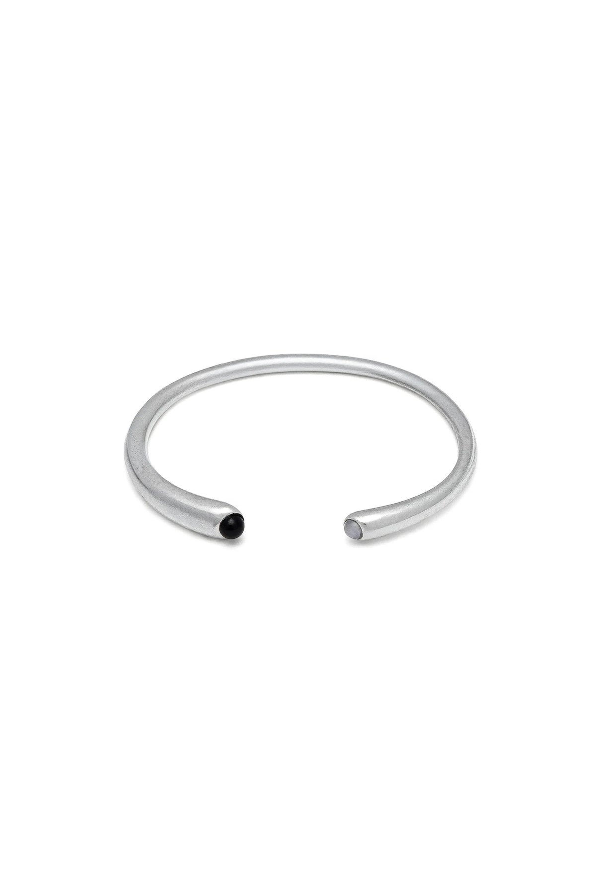 Bangle aperto onice nero e pietra lunare