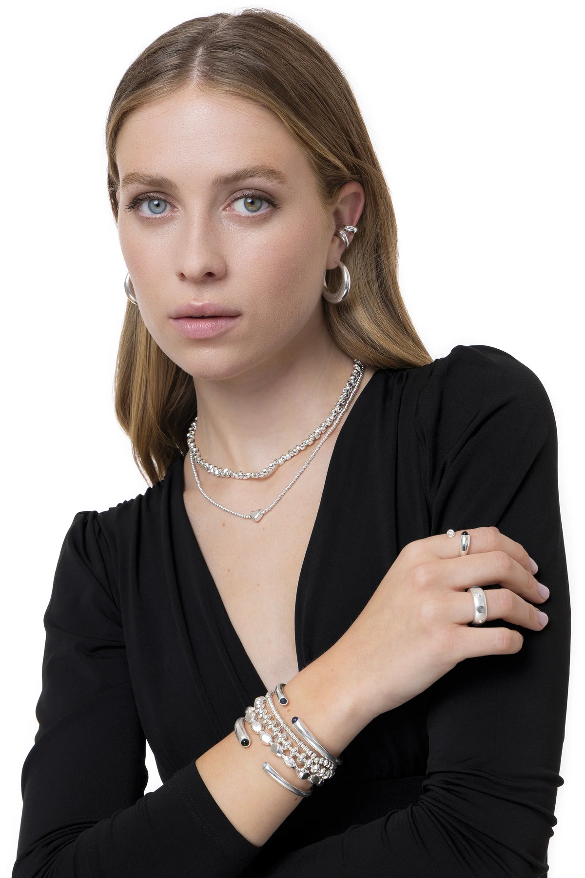 Bangle aperto onice nero e pietra lunare