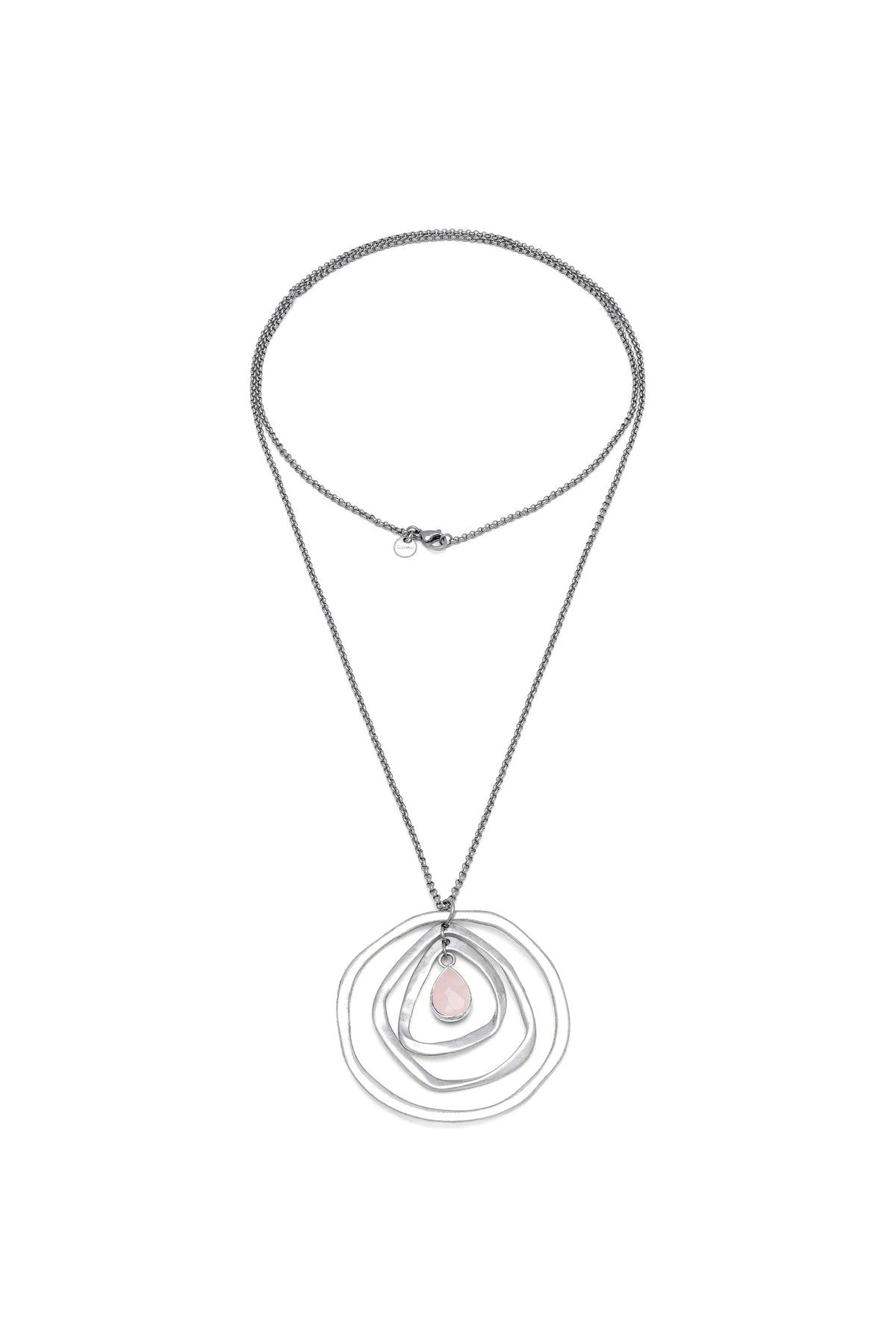 Collana lunga con pendente quarzo rosa