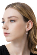 Orecchini a cerchio con cuore in quarzo rosa