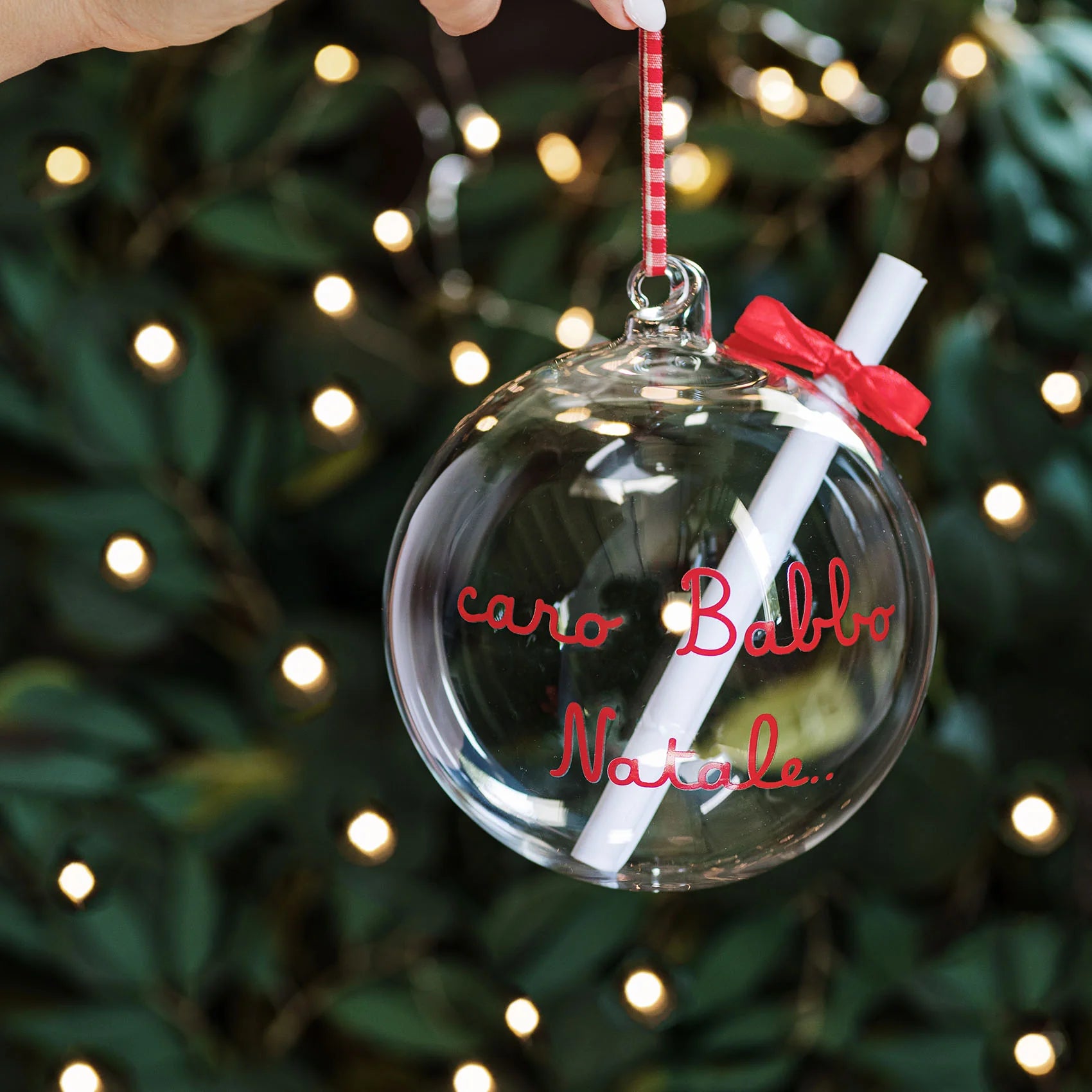 Pallina con lettera Caro Babbo Natale