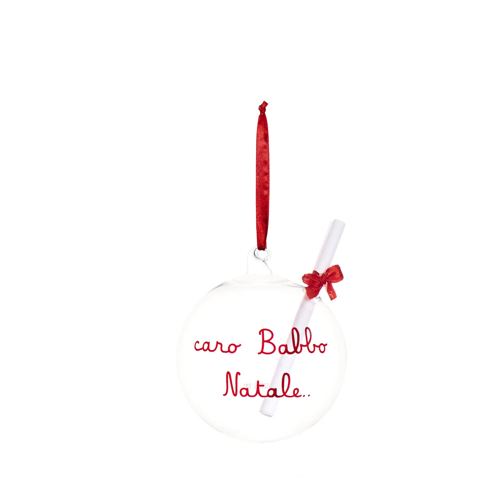 Pallina con lettera Caro Babbo Natale