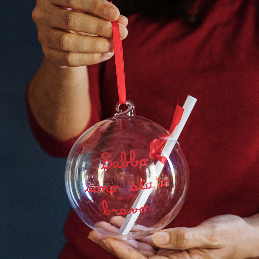 Pallina con lettera Babbo sono stato bravo