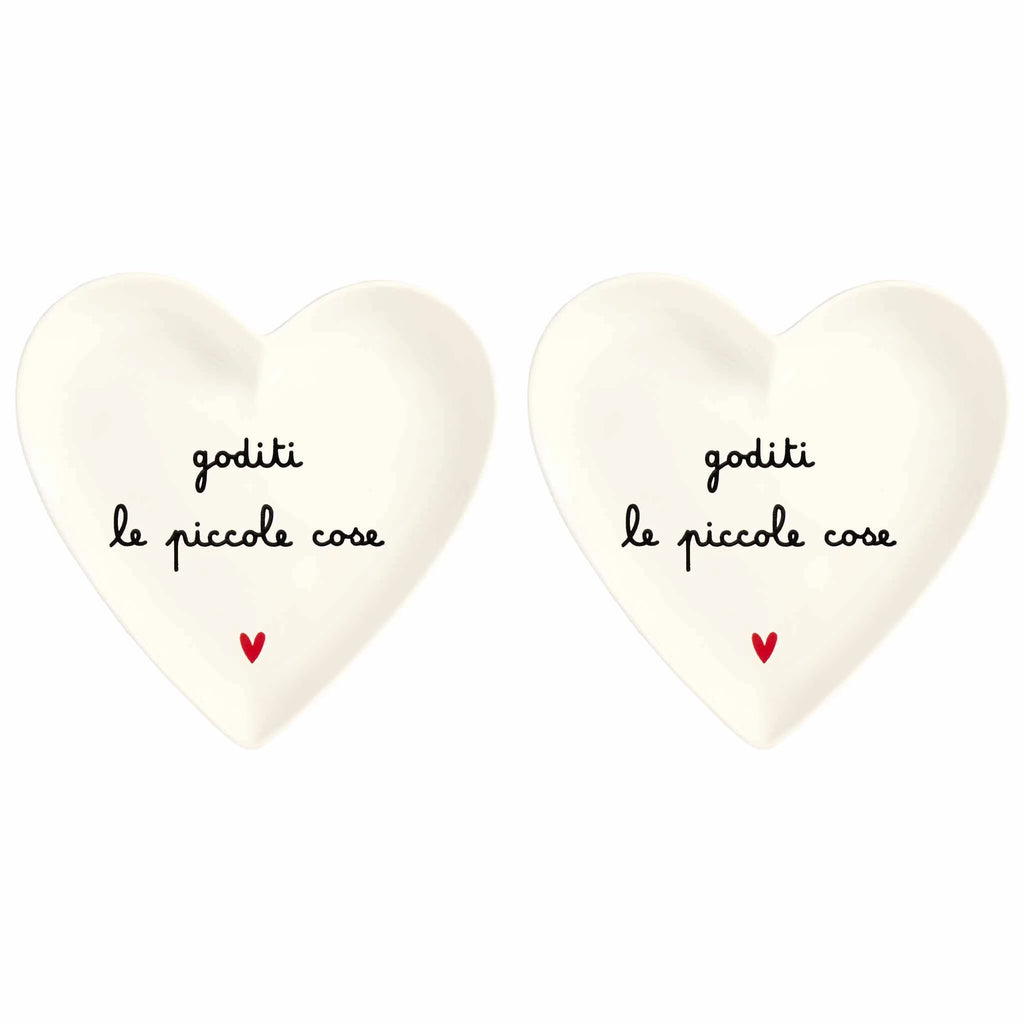 Set 2 piatti cuore Goditi le piccole cose