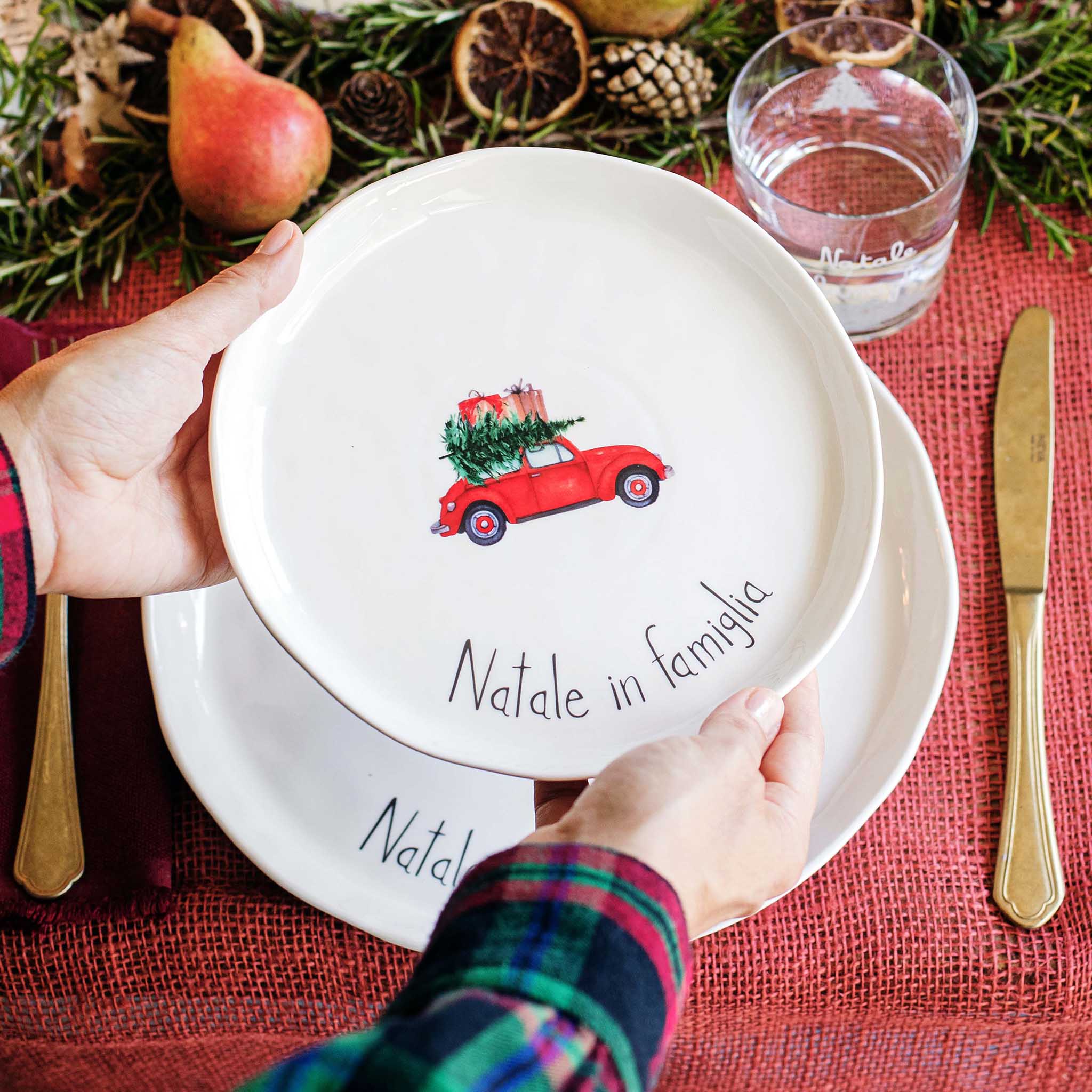 Set 2 piatti dessert Natale in famiglia