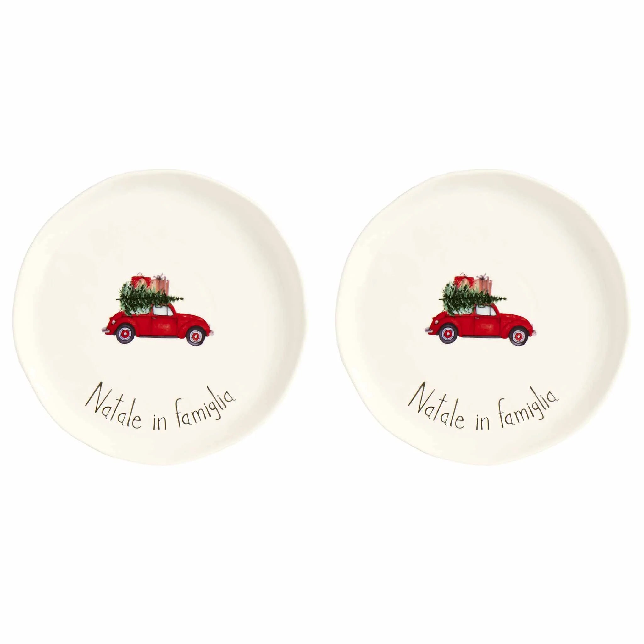 Set 2 piatti dessert Natale in famiglia