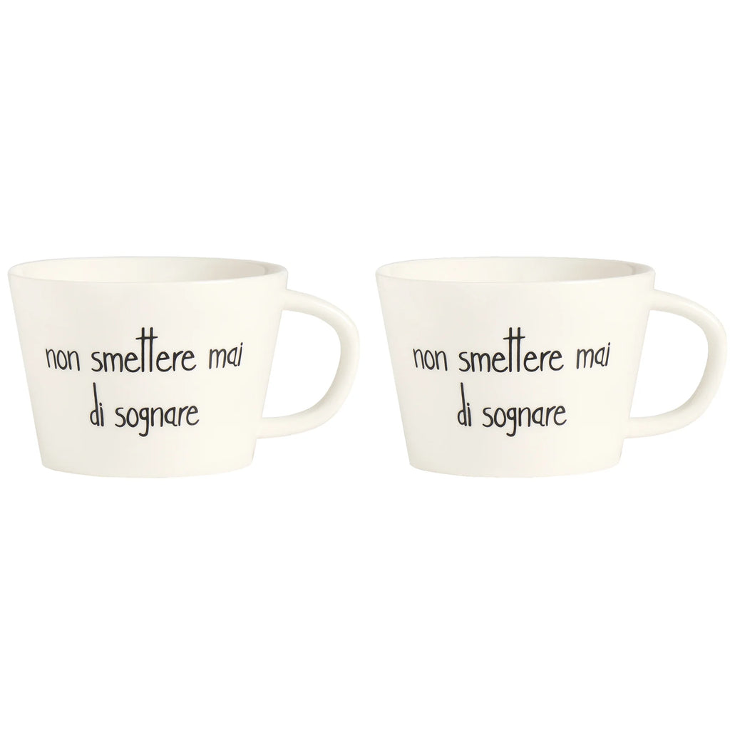 Set 2 tazze colazione Non smettere mai di sognare