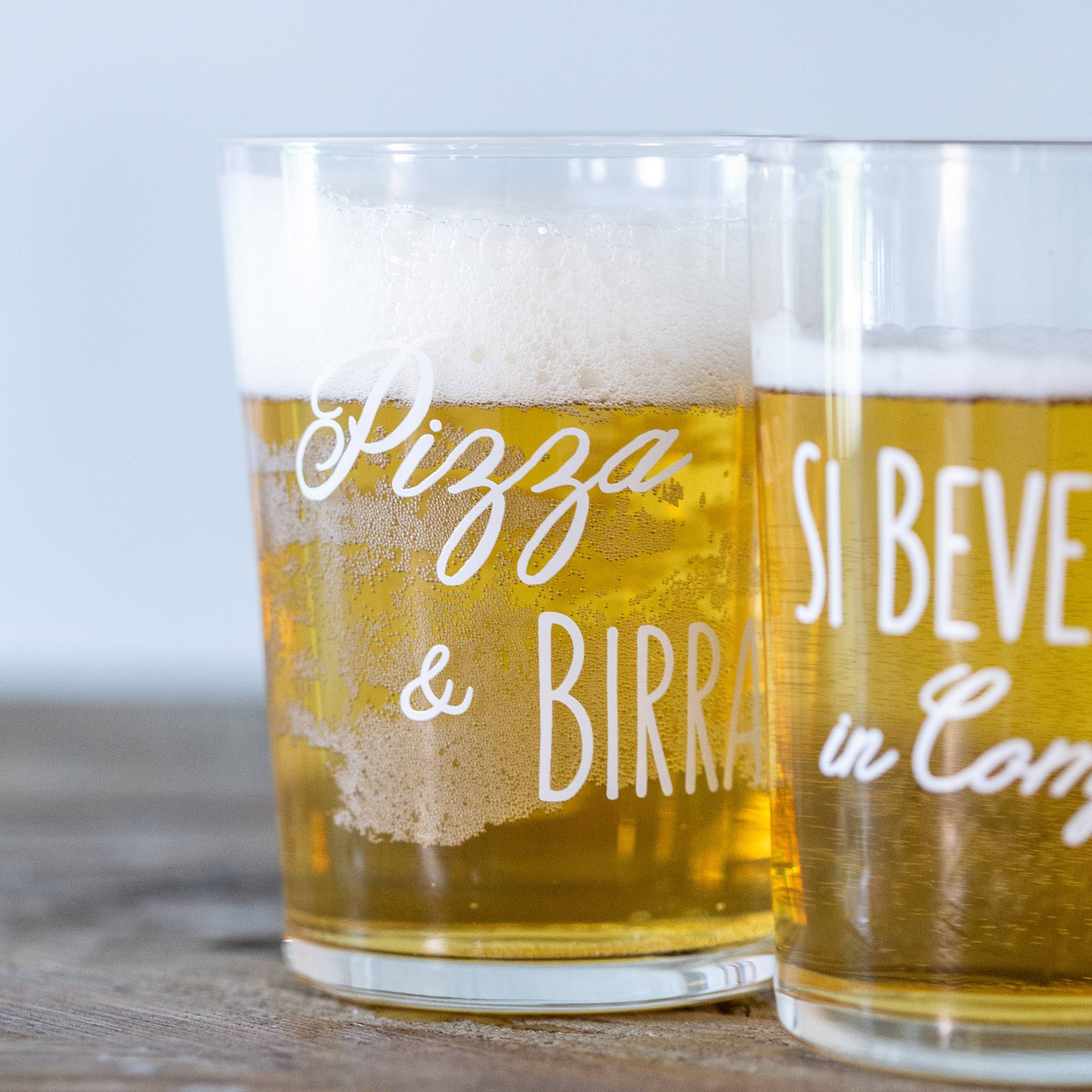 Bicchiere Pizza e birra