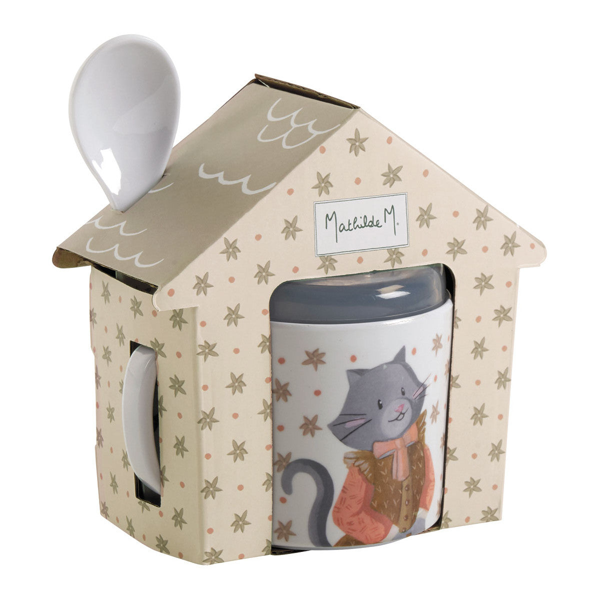 Bicchiere/tazza con beccuccio e cucchiaio gatto