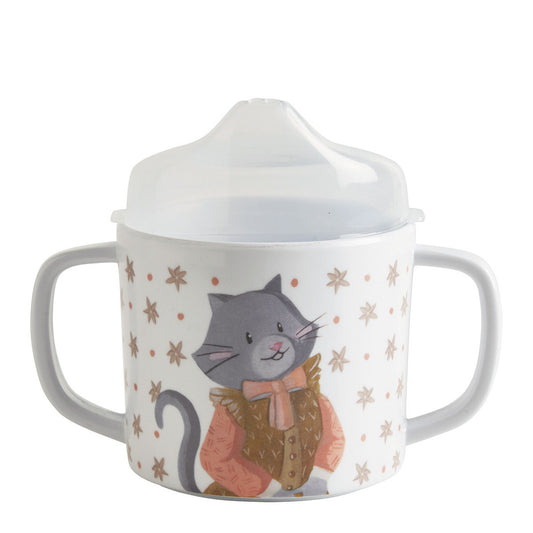 Bicchiere/tazza con beccuccio e cucchiaio gatto