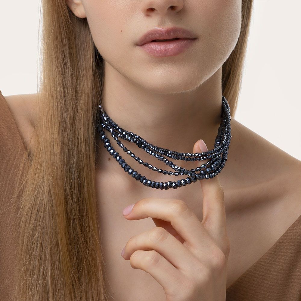Collana multifilo blu notte