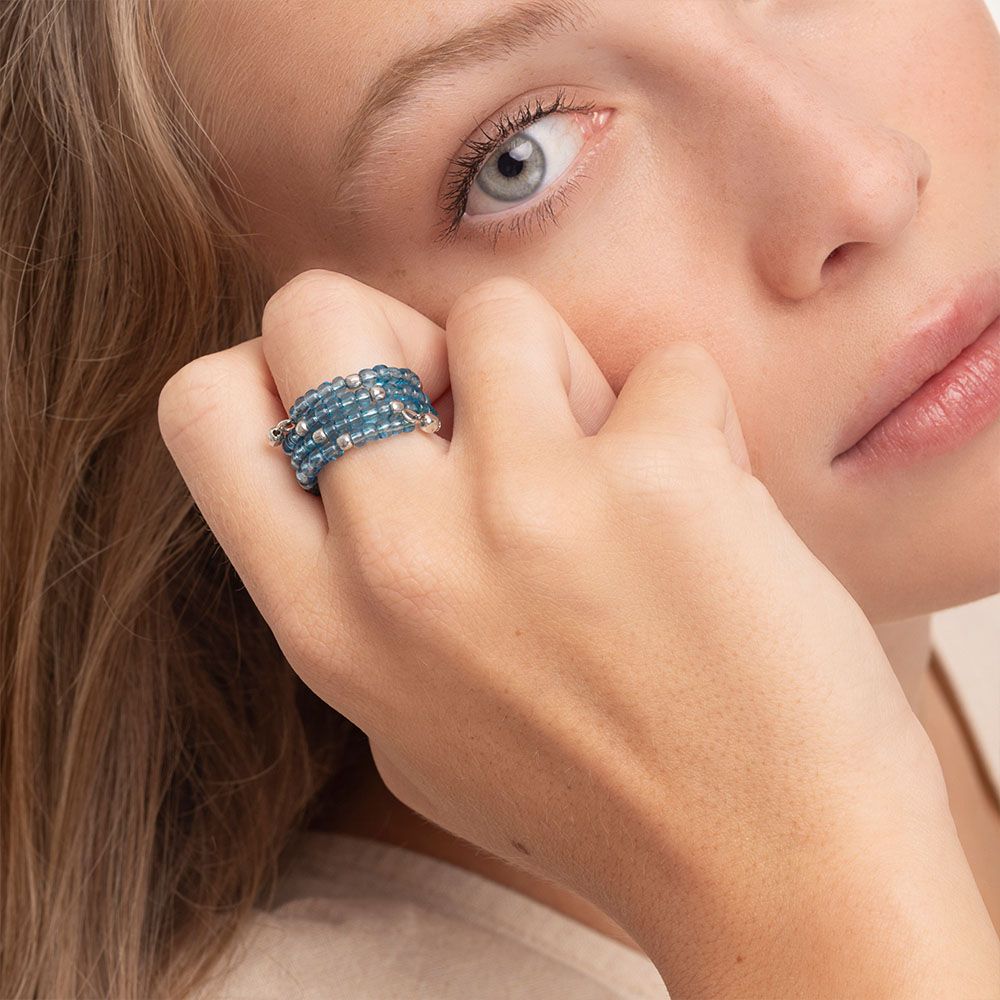 Anello molla mini perline