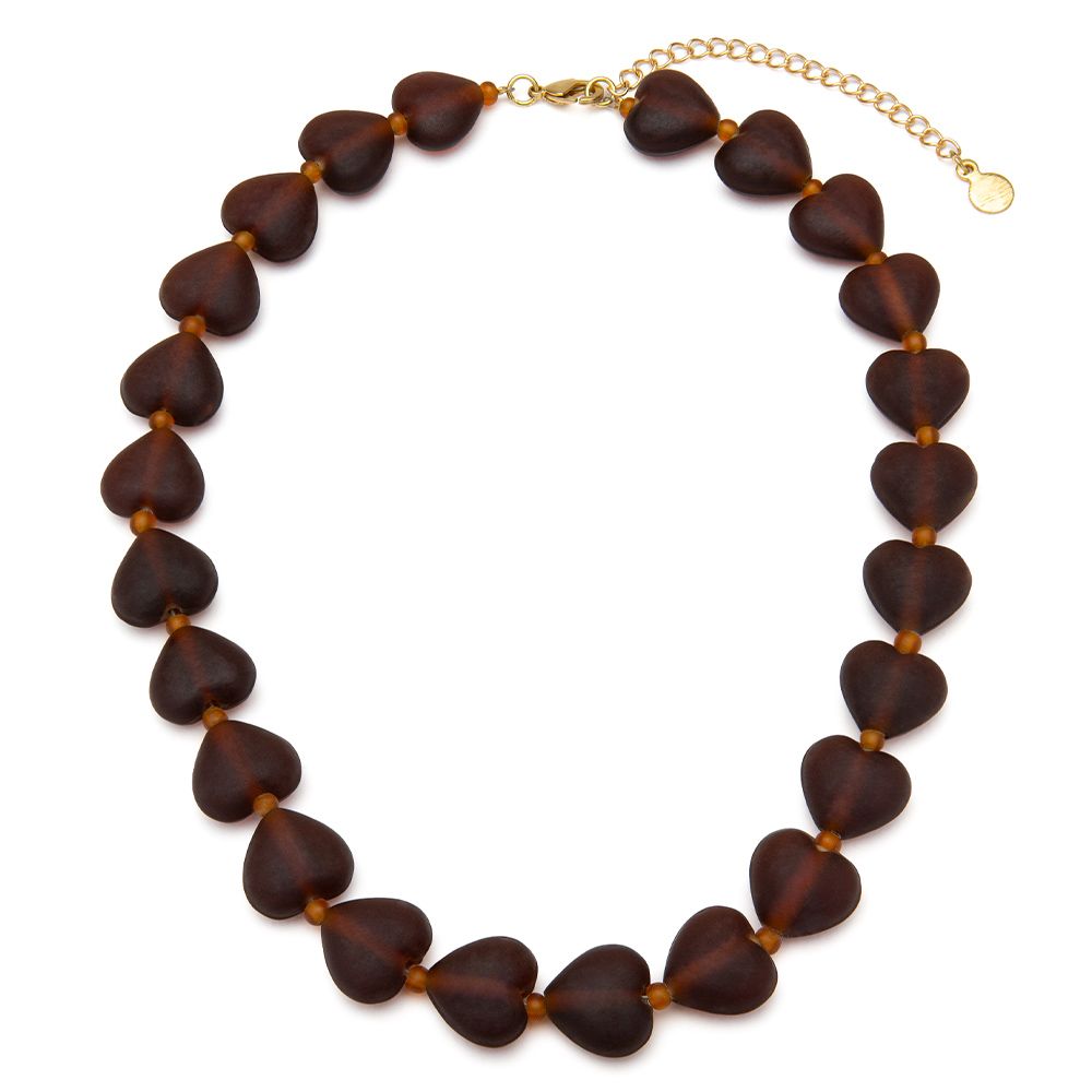 Collana cuori - ambra scura