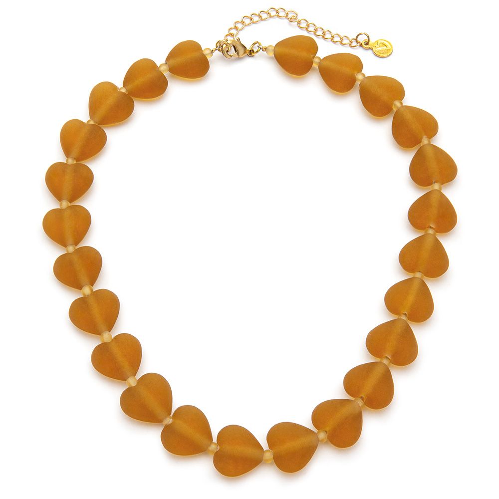 Collana cuori - ambra chiara