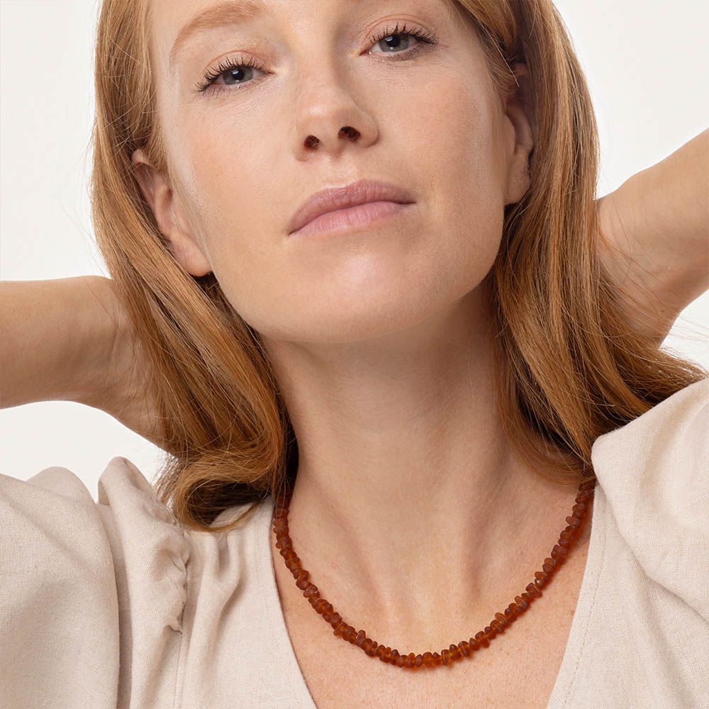 Collana beads irregolari - ambra scura