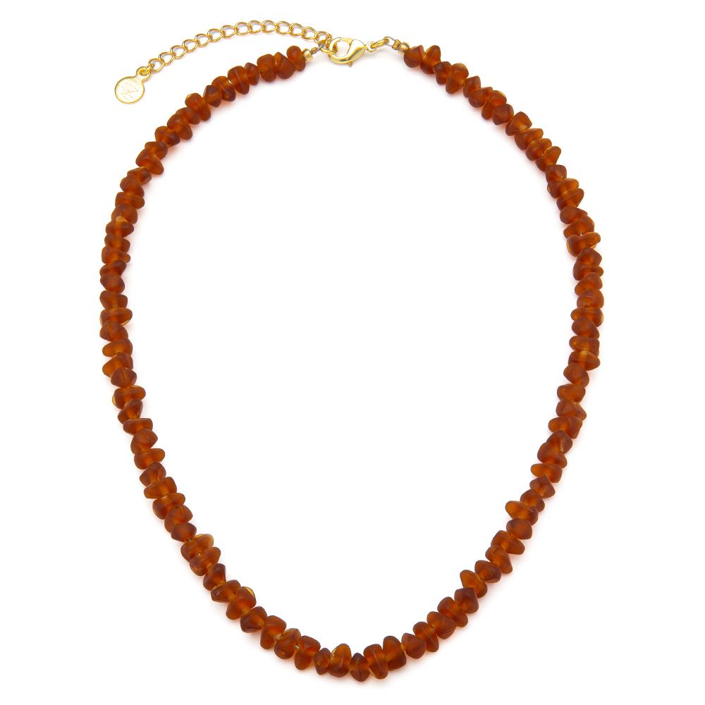 Collana beads irregolari - ambra scura