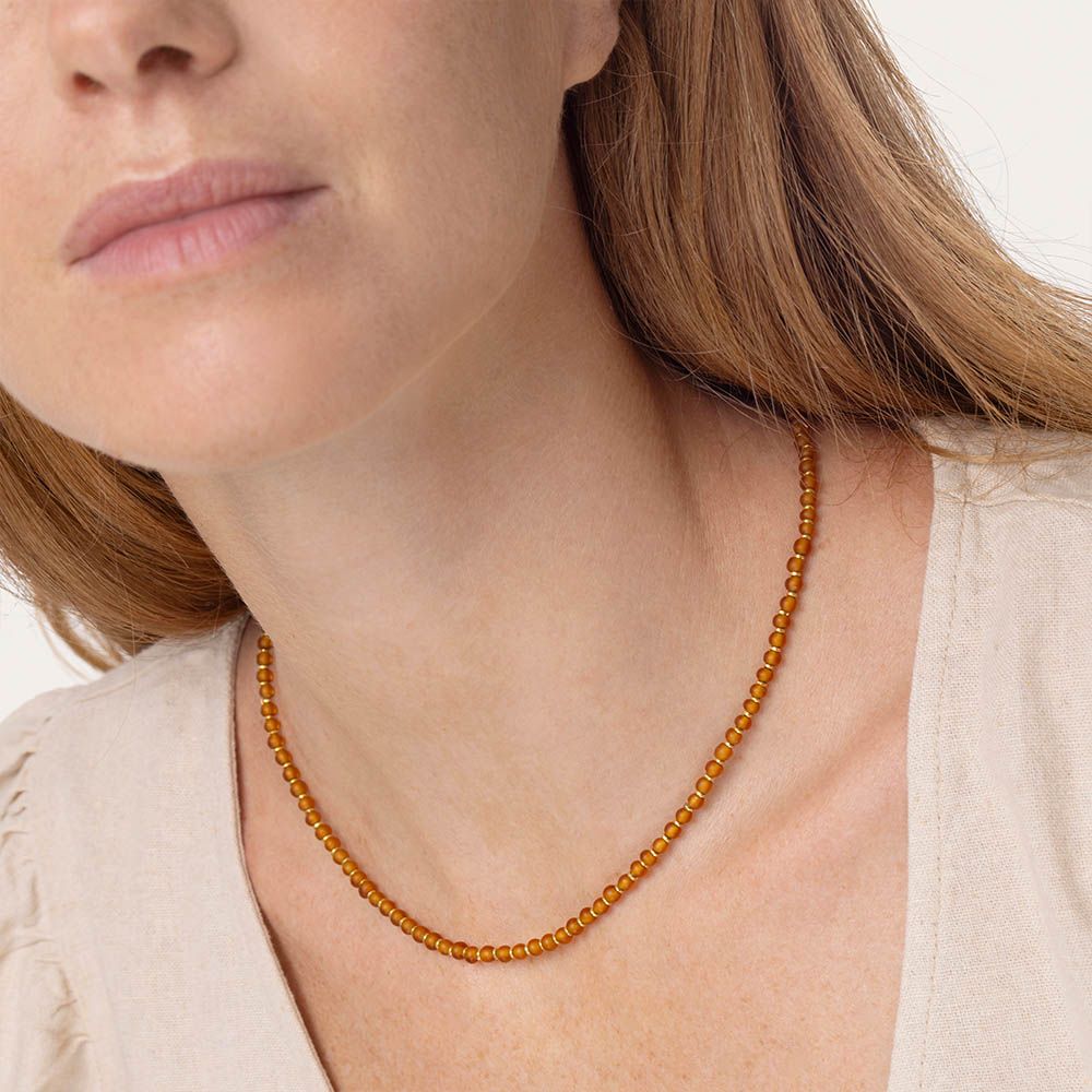 Collana perline - ambra scura