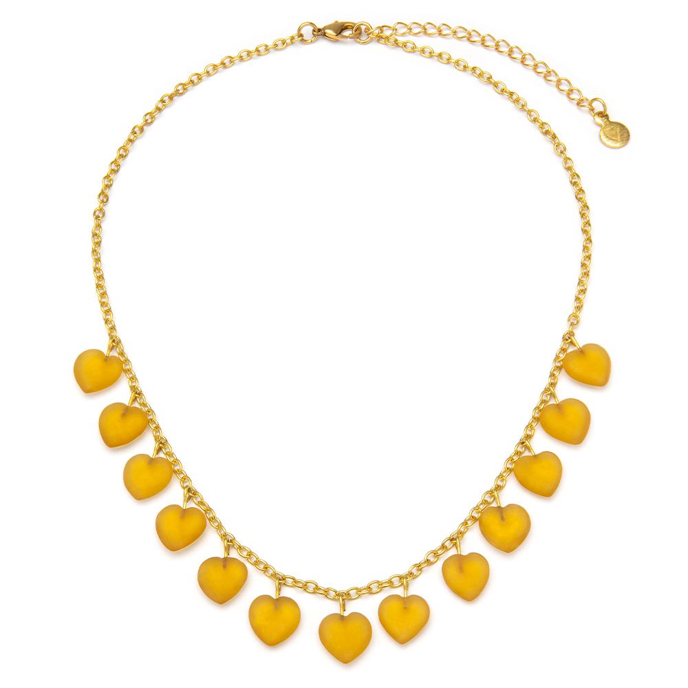 Collana pendenti cuori - ambra chiara