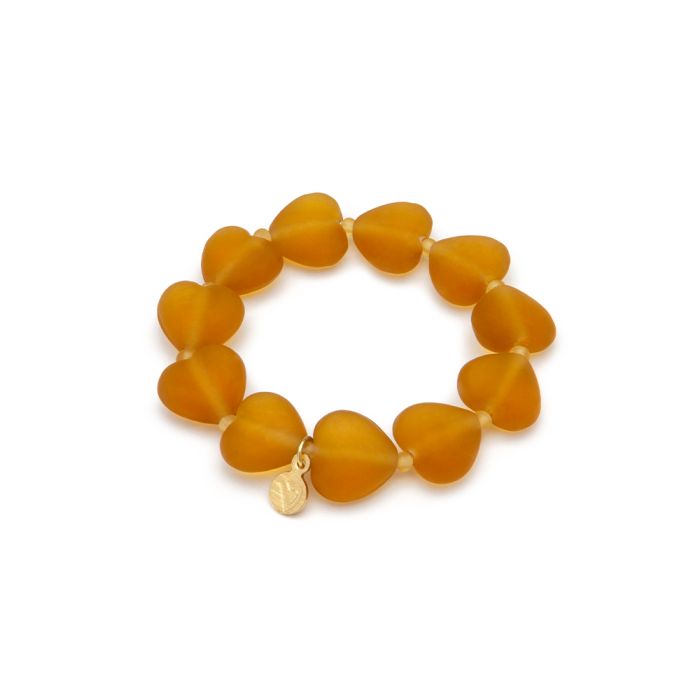 Bracciale elastico cuori - ambra chiara