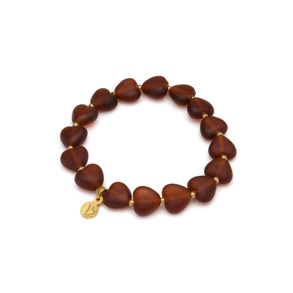 Bracciale elastico cuori medi - ambra scura