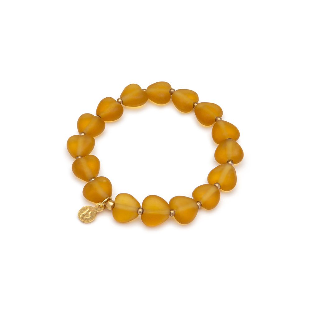 Bracciale elastico cuori medi - ambra chiara