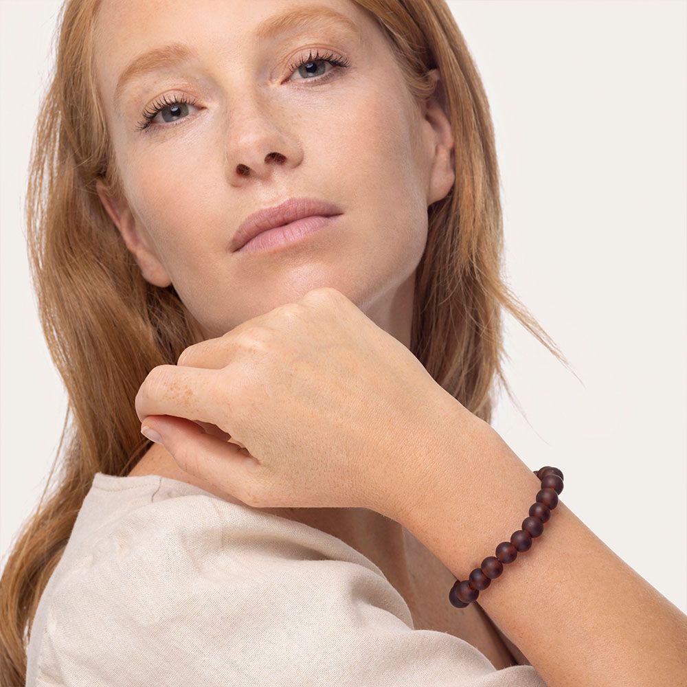 Bracciale elastico beads medie - ambra scura