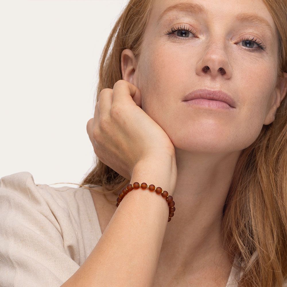 Bracciale elastico beads medie - ambra scura
