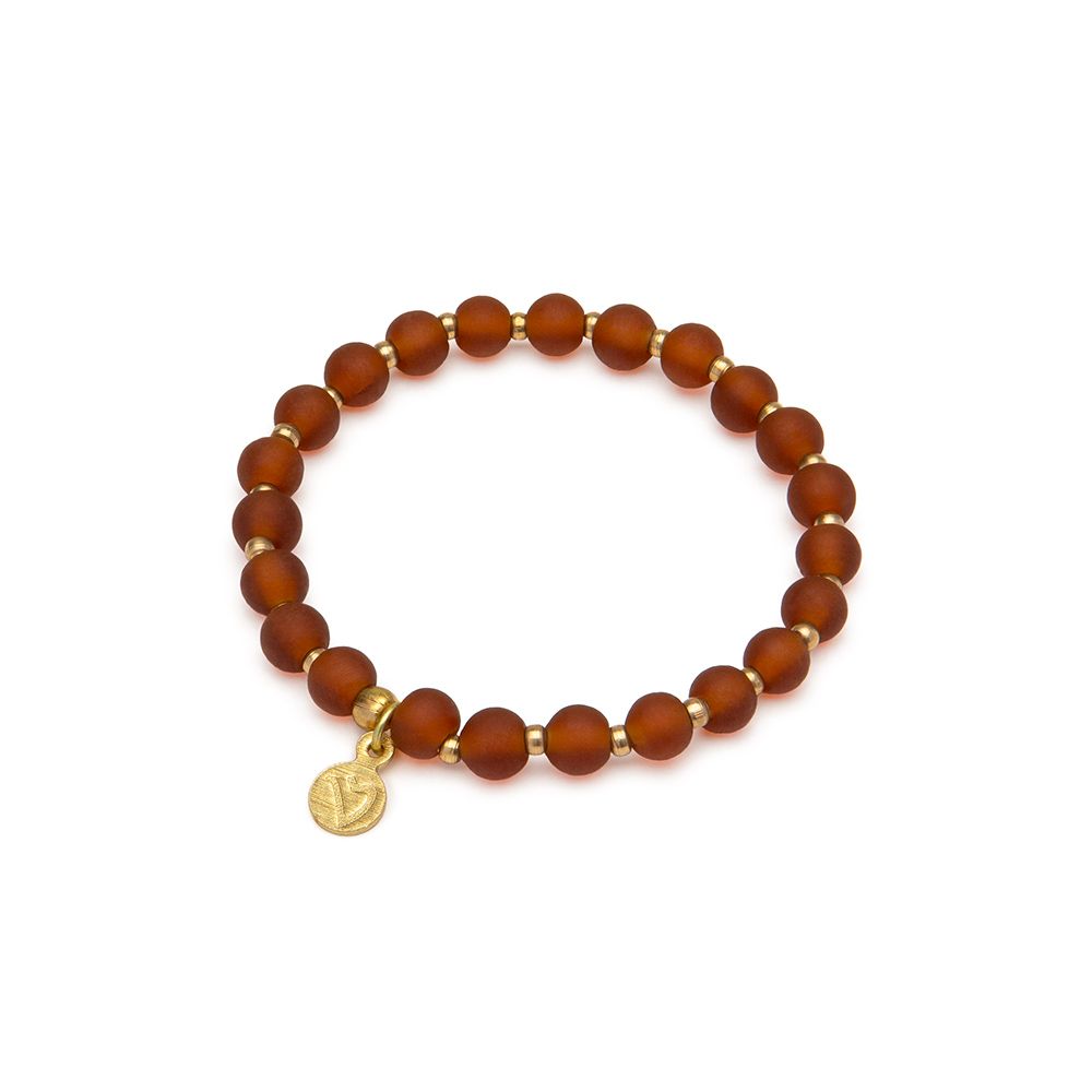 Bracciale elastico beads medie - ambra scura
