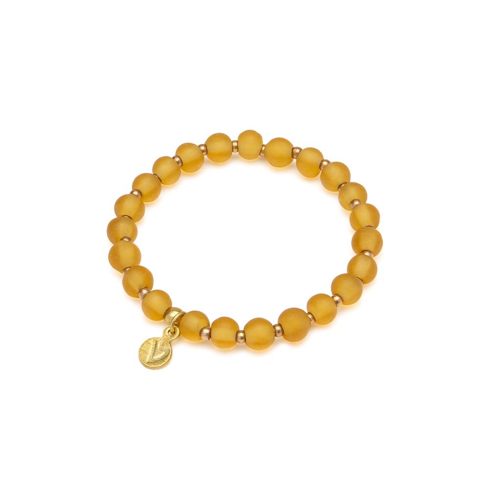 Bracciale elastico beads medie - ambra chiara