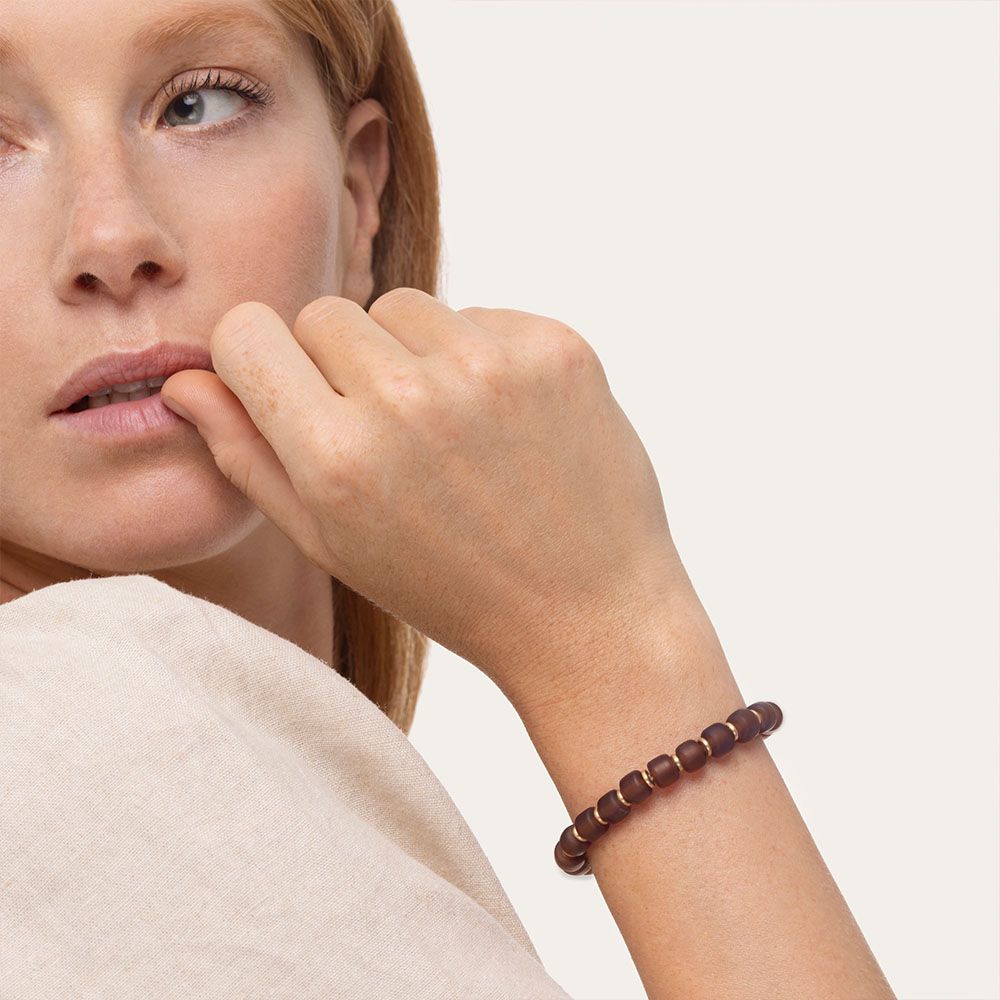 Bracciale elastico cilindri - ambra scura