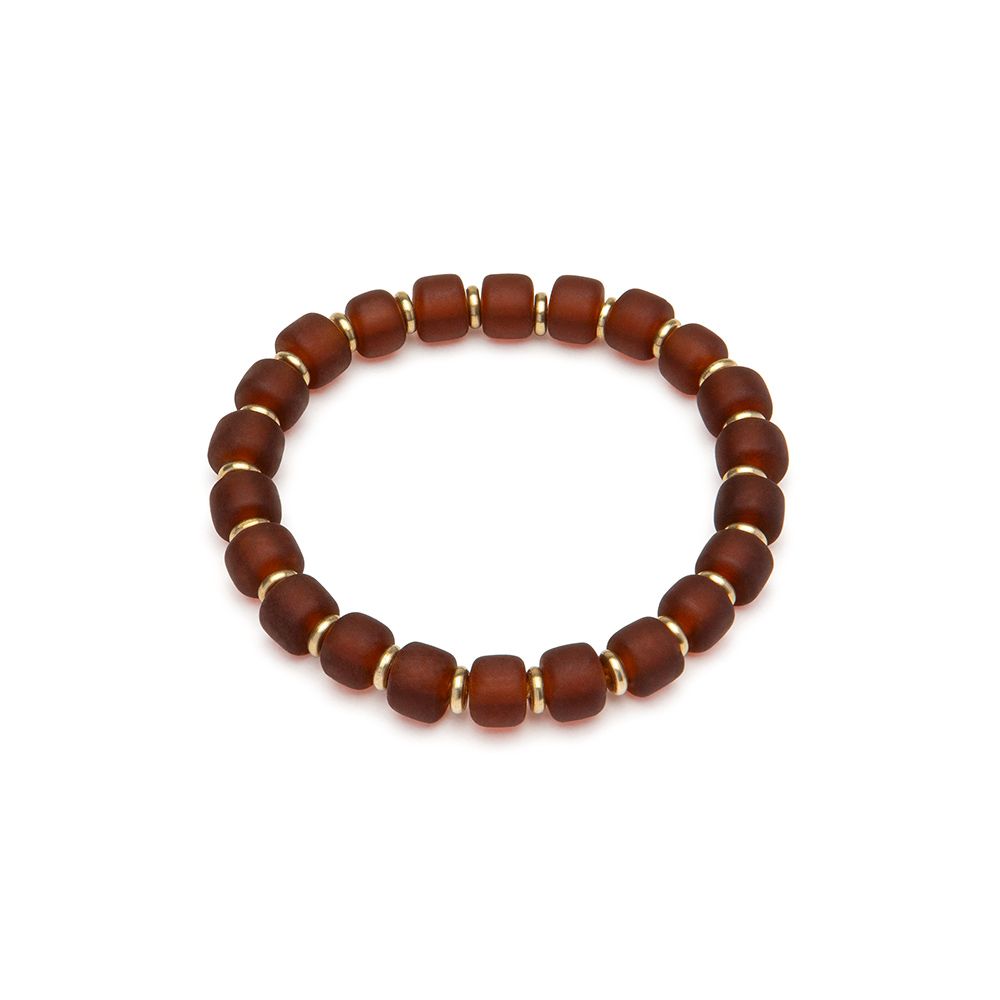 Bracciale elastico cilindri - ambra scura