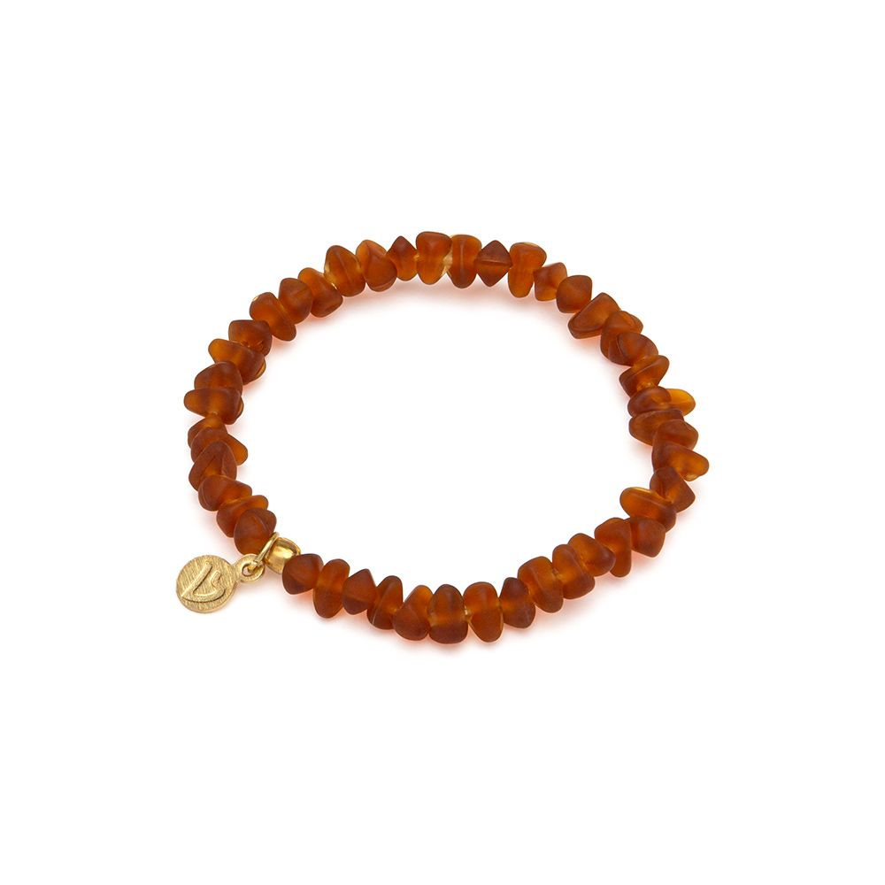 Bracciale elastico beads irregolari - ambra scura