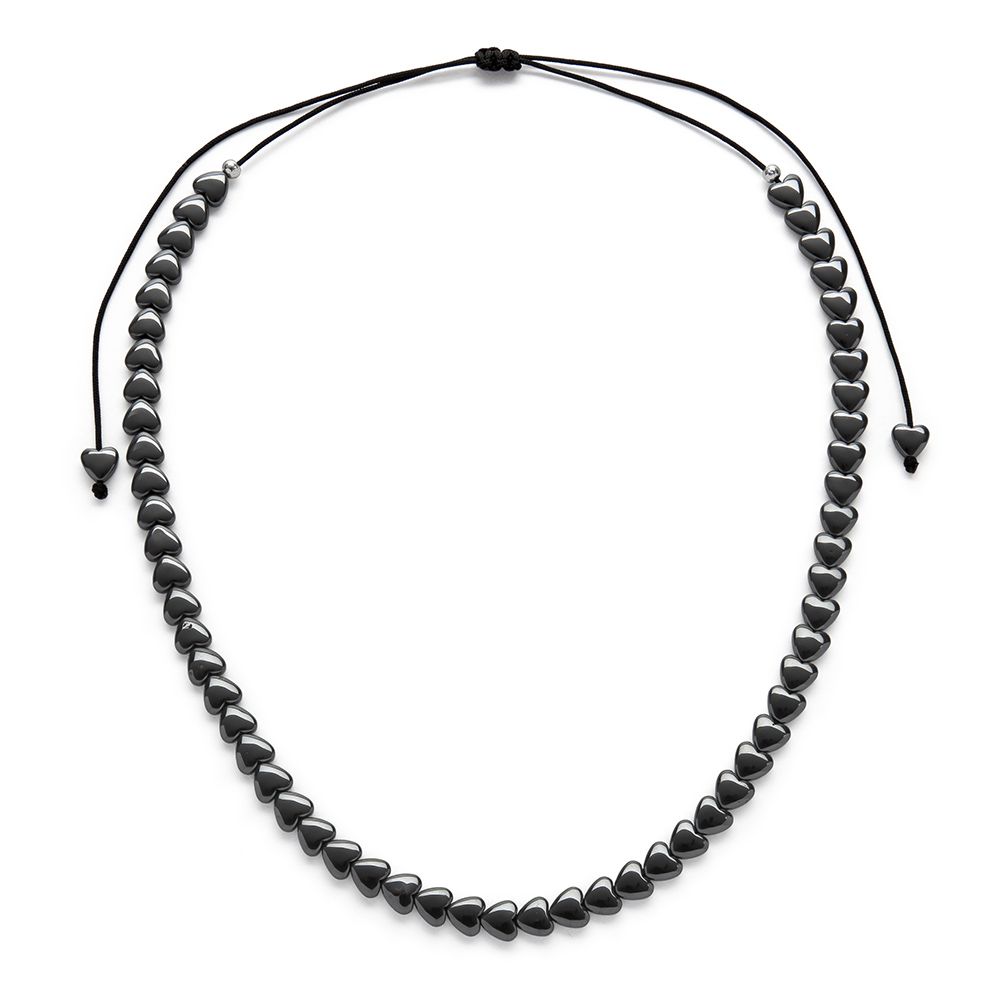 Collana filo cuori ematite