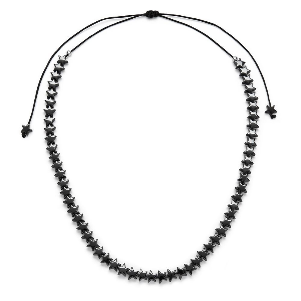 Collana filo stelle ematite