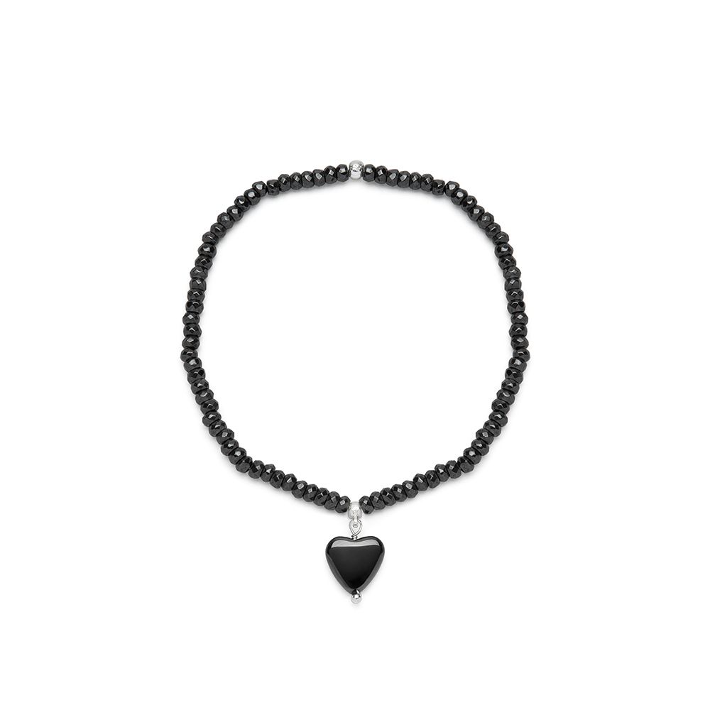 Bracciale elastico cuore pendente ematite