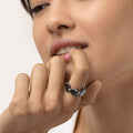 Anello elastico cuori grandi ematite