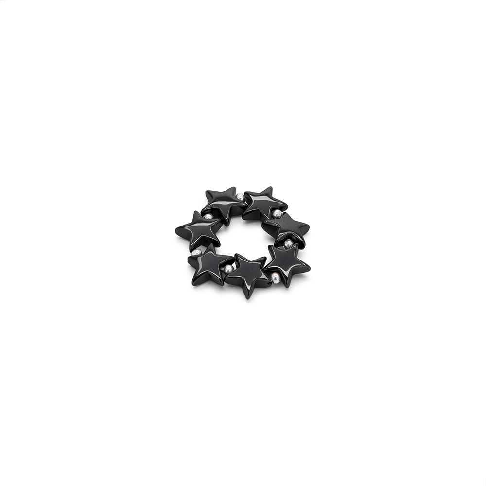 Anello stelle grandi piatte ematite