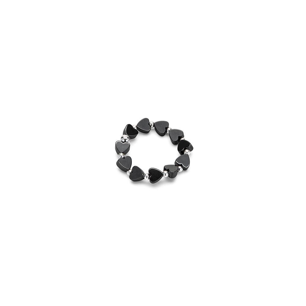 Anello elastico cuori piccoli ematite