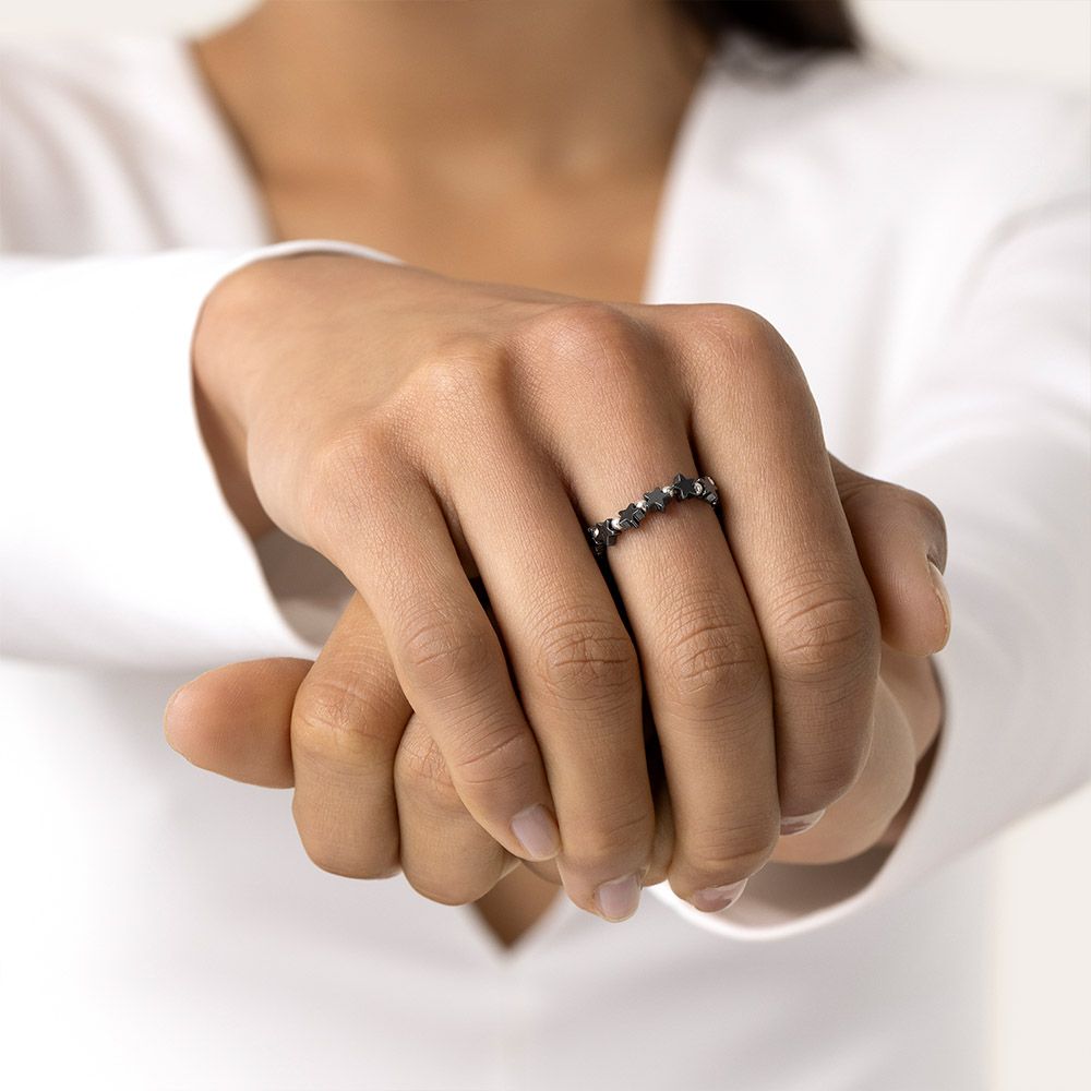 Anello elastico stelle piccole ematite
