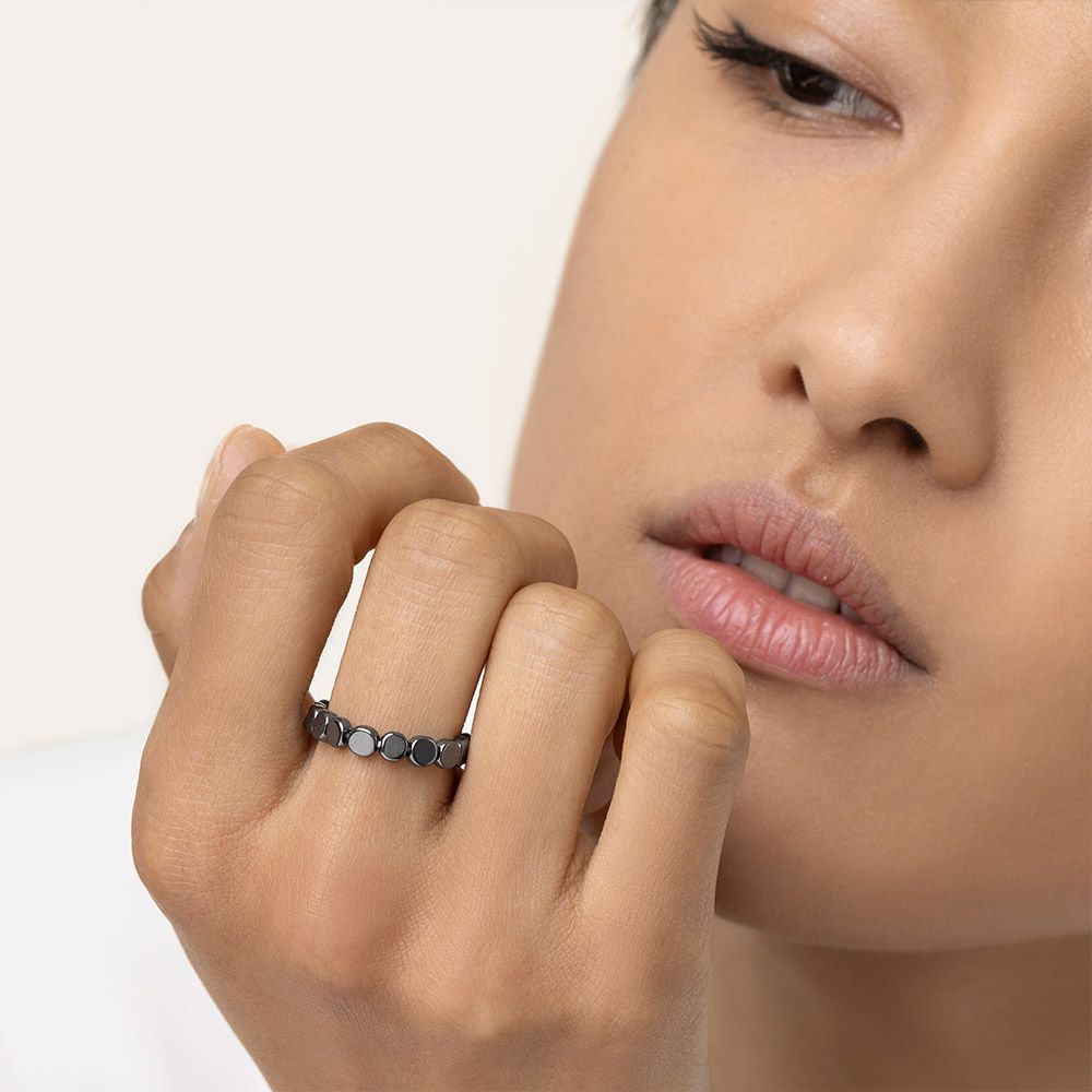 Anello elastico sfere piatte ematite