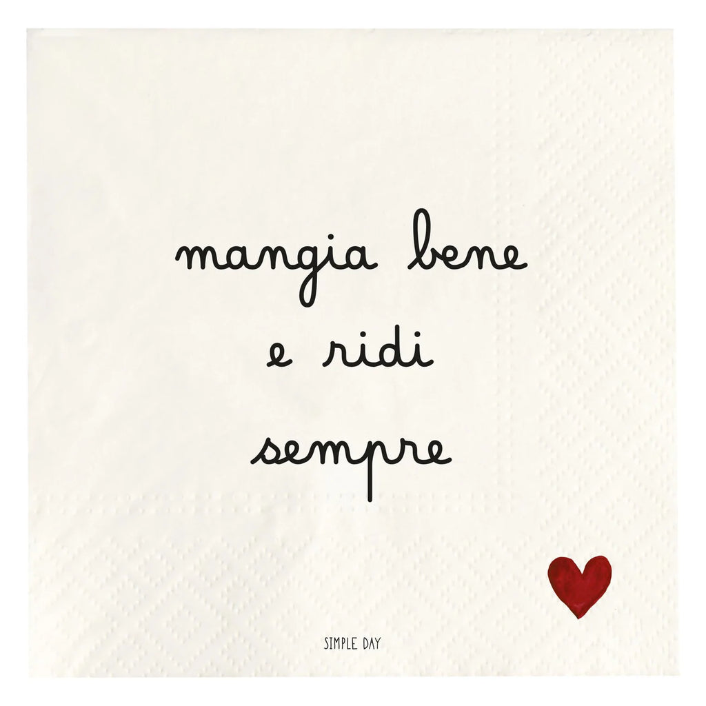 Set 20 tovaglioli in carta Mangia bene e ridi sempre